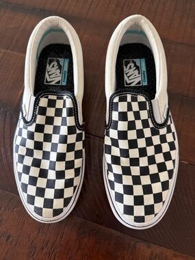 Vans Slip-On Checkerboard Sneakers - Black and White 8.5 men’s